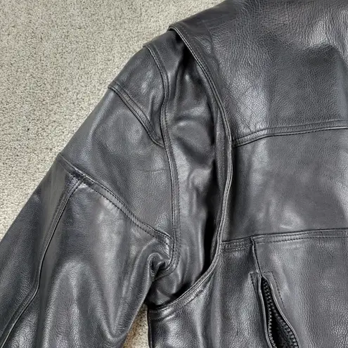 Womens Leather Motorcycle Jacket 3XL Black Vented Gusset Zip Up Biker Riding Size undefined