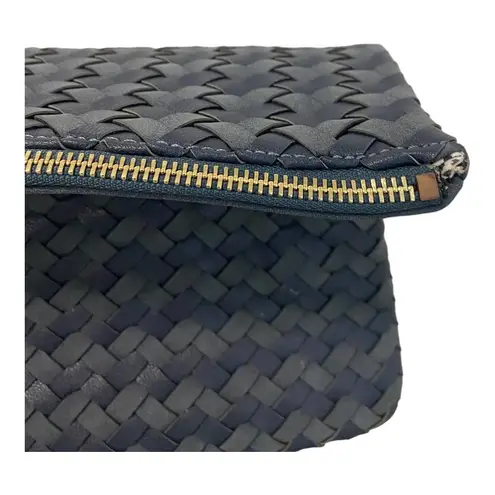 Sole Society Nwt Woven Crossbody Bag Blue Foldover Zip Chain Shoulder Small