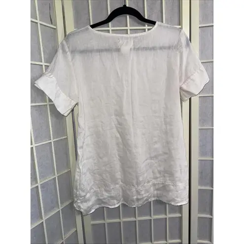 Andrea Jovine Quiet Luxury Minimalist Basic Organic 100% Linen White Blouse Top