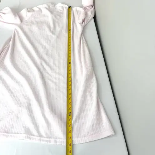 Loti Fashion Smocked Robe Full Zip Light Pink Terrycloth Housecoat Embroidered Size M