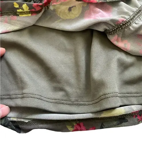 Bar III  Square Neck Floral Print Mesh Long Sleeve Top