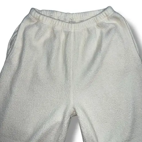 Mast Womens Fleece Casual Sweatpants Ivory Cream Straight Leg Pockets Soft Small