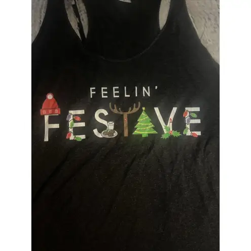 Fifth Sun “Feeling Festive” Christmas Racerback Tank Top In Black -  Size XS NEW