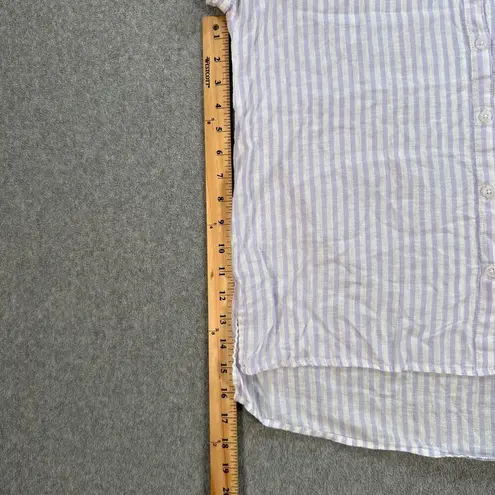 Lola River Button Down Shirt Womens Small Linen Striped Purple/White Beach Tunic Purple