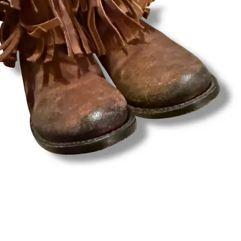 Freebird Booties Women's Size 8 Brown Suede Fringe Western Heeled Belle Style Brown