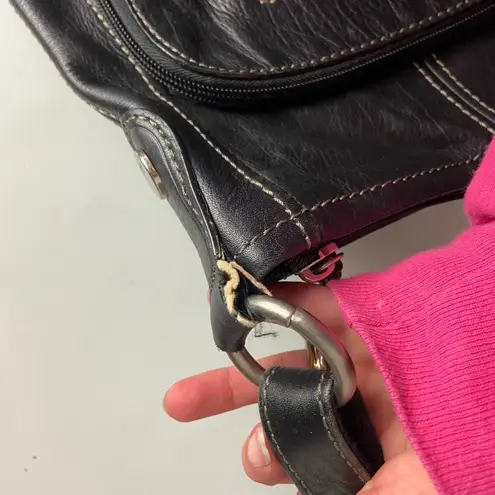 Fossil  Genuine Leather Black Crossbody Bag Classic Purse Pockets