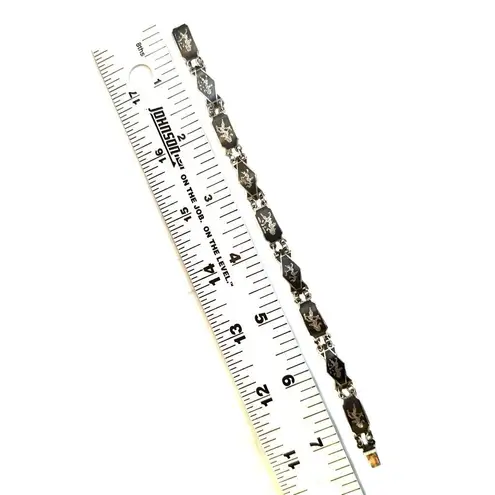 Vintage 1960s Siam Sterling Niello Bracelet Silver