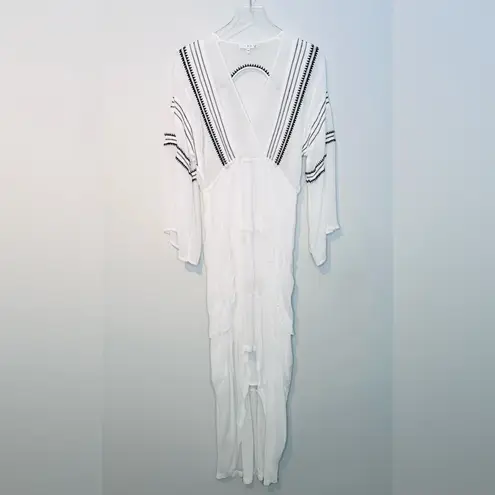 IRO Osprey White Ivory Gauze Embroidered Ruffle Maxi Dress