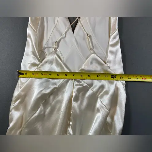 Maniju Manifu Sleek Satin Maxi Dress in Cream Size Small