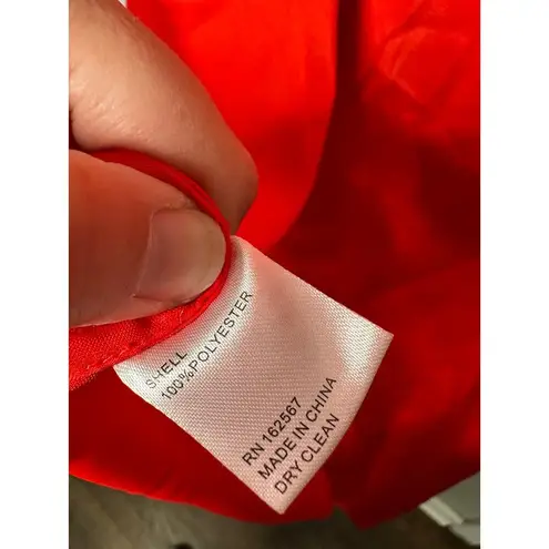 ATLIEN Red Satin Ruffle Sleeveless Crewneck Waist Tie Shift Dress Size Large