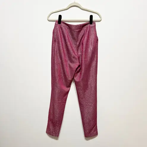 Akira Women's Mid Rise Ankle Crop Pink Glitter Sparkle Embellished Pants Small