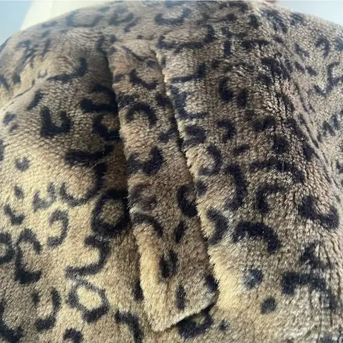 Leopard Faux Fur Vest Brown Black Zip Front Size L Chic Winter Statement Layer Size L