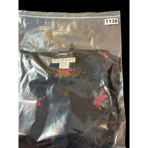 VTG Dressbarn Black Sheer Red Floral Open Tie Front L Top 90s Y2K Size L