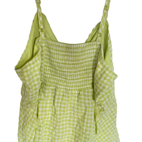 Torrid size 2 Tie front gingham peplum top white green tank