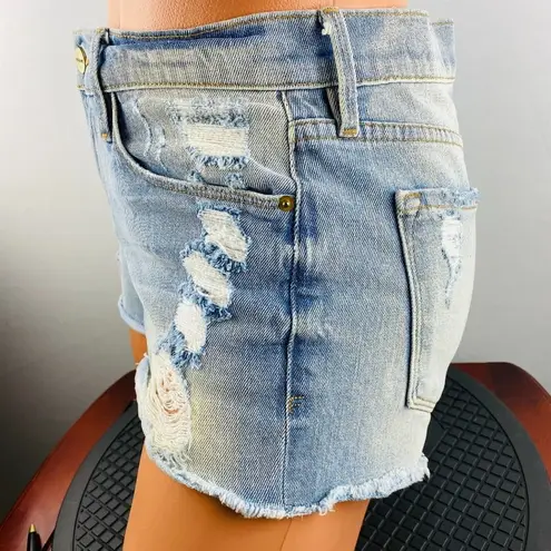 Frame  Le Cutoff Distressed Light Wash Sandblasted Jean Shorts Women's 25 TAFFS