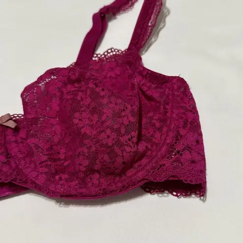 gilligan and o'malley Gilligan & O’Malley Balconette Bra Floral Lace Underwire  36C Magenta Shade