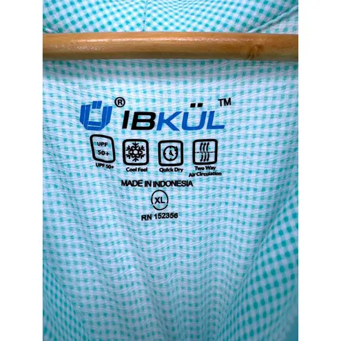 IBKUL Womens Sleeveless Mock Neck Golf Dress Aqua Gingham UPF 50+ XL Pickleball Blue Size undefined