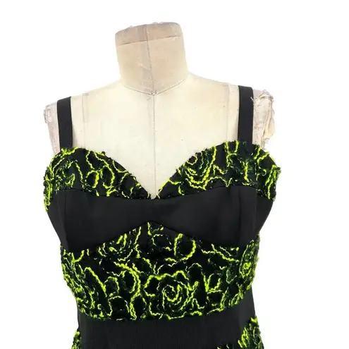 Milly Neon Webbing Corset Dress Black Green Size 10