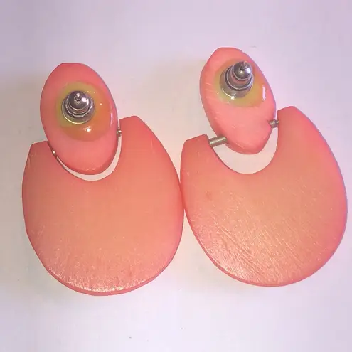 Vintage Pink Melon Color Boho Retro Door Knocker Earrings Black