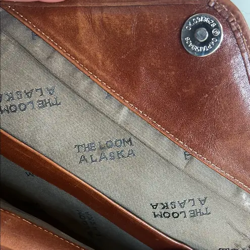 Brown and Black Geometric Clutch with Leather Trim