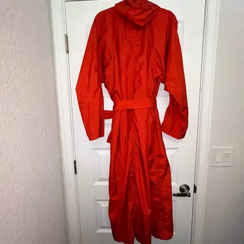 Foxrun Vintage Long Sleeve Full Length Hood Belted Trench Rain Coat Size M