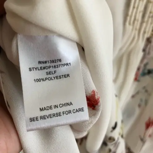 Daniel Rainn PINTUCK FLORAL WHITE TUNIC TOP PS