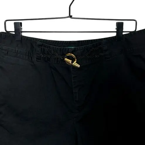 Lauren Ralph Lauren Womens Chino Gold Toggle Rope Shorts Black Size 10