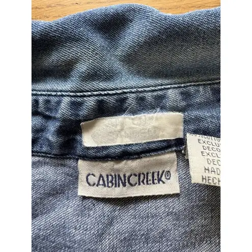 Cabin creek Denim Farm Animal Barn Embroidered Button Down 22W Plus Women Shirt