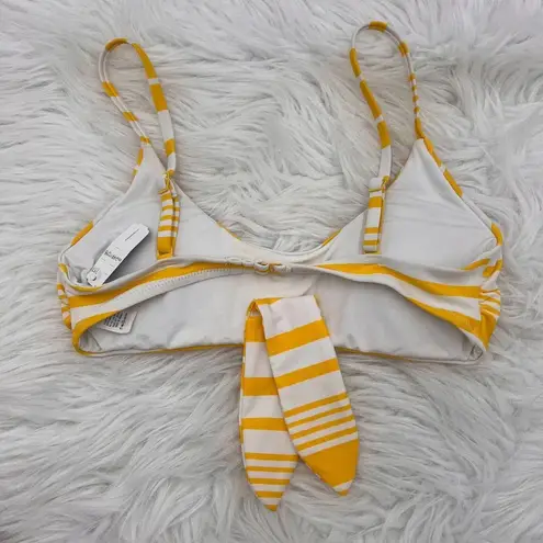Aerie  Womens Bikini Top Yellow Striped Square Neck Adjustable Strap Swimwear NWT