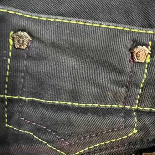 Versace Jeans Couture Vintage Wide Cuff Cropped Arrow Stitch Size 0 US (36 IT) Blue