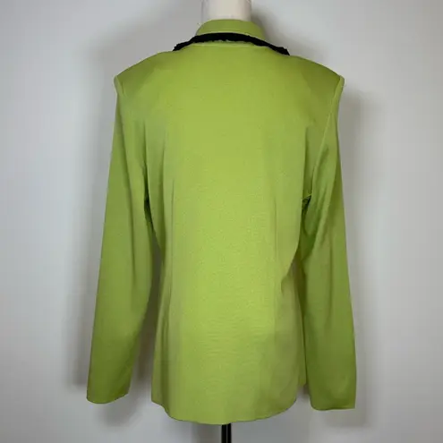 Misook Knit Jacket Bright Green Button Front Tailored Women’s Size Small