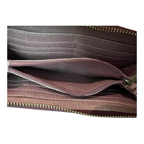 Joy Susan Chloe Purple vegan Leather Wristlet Clutch multi zip pockets wallet