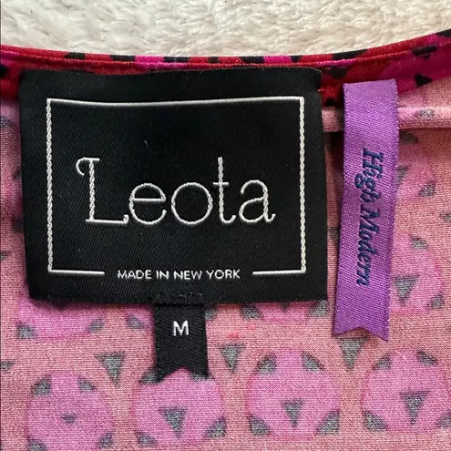 Leota Pink and Red Geometric Print Wrap Jersey Knit Dress – Size M