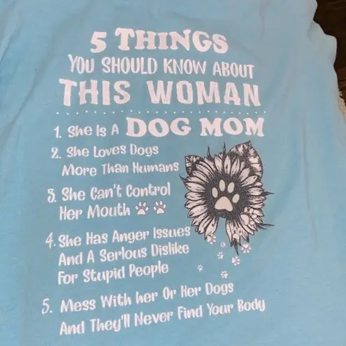 None Dog Mom graphic T-shirt size large blue