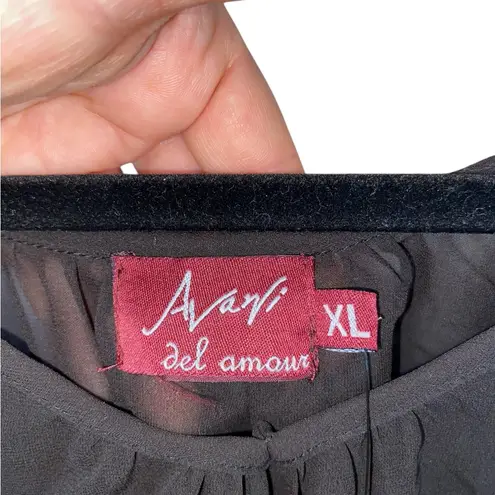 Avani Black Sheer Cream Fringe Tunic Top Cover up Resortwear Boho Western Fall Size XL