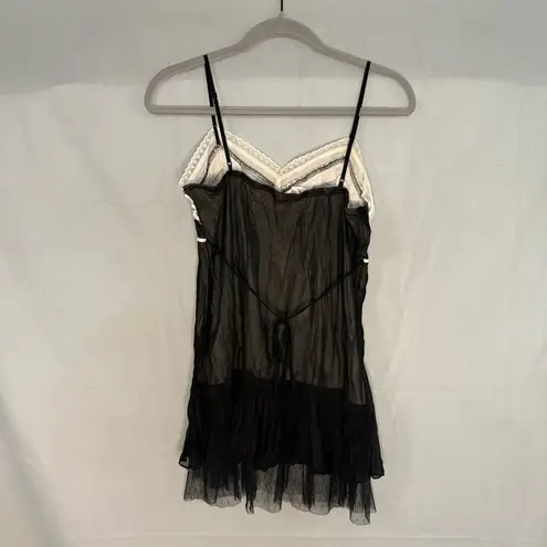 Heart & Soul Lingerie Babydoll Nightie Ruffles Y2K Black w/pale