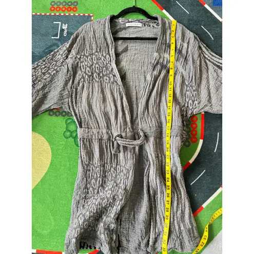 Rodebjer Gray Linen Blend Belted Kimono Jacket Cardigan Women’s Size M Lagenlook Size M