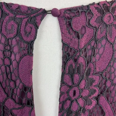 Sunday in Brooklyn Mini Dress S Purple Lace Lined Joy Long Sheer Sleeve Shift