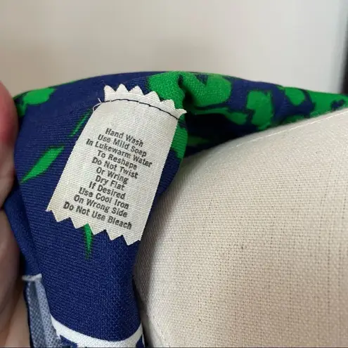 Vintage 60s Blouson Style Sleeveless Dress Green Blue ILGWU S M 4 6 Size M