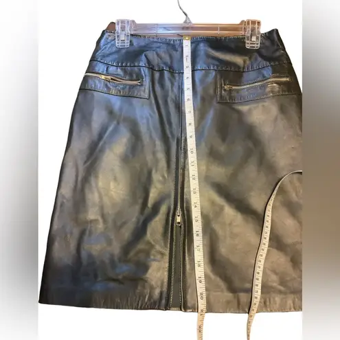 Cach’e Women’s GENUINE LEATHER Lined Skirt. New With Tags. Dark Silver Gray Size 6