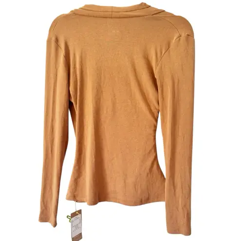 NWT OGL Eco Mousse Surplice Long Sleeve Top Size Small Cinnamon Buff Brown