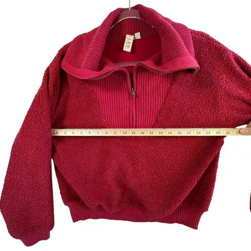 Dolan Sz M Red 1/2 Zip Sherpa Mockneck Pullover Textured Teddy Fleece Sweatshirt Size M