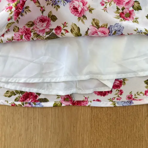 Lulus  Mini Dress Halter Neck Floral Size M Ivory Pink