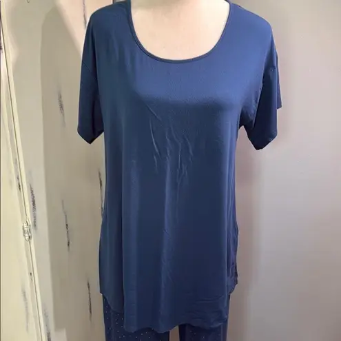 Soma Blue and Gold Polka Dot Pajama Cropped Pajama Set