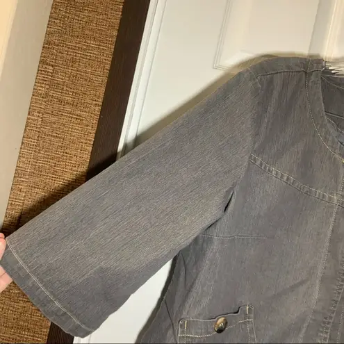 Live a Little LAL Grey Denim Button Front 3/4 Sleeve Jacket L
