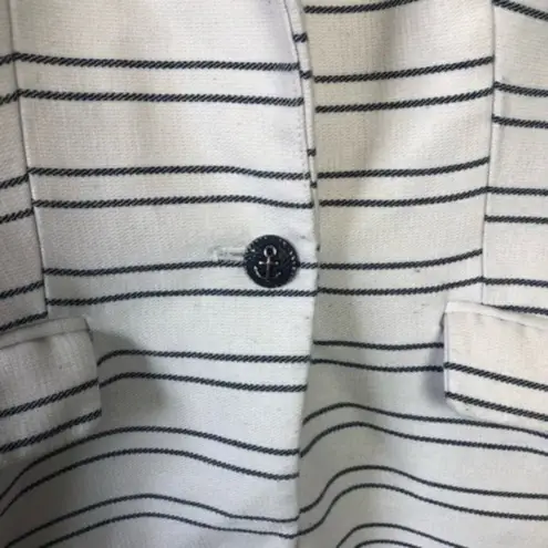 Katherine Barclay White & Navy Striped Single Button Knit Blazer XS