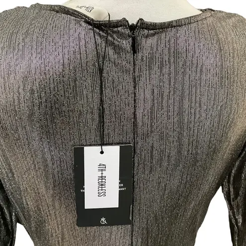 4th & Reckless Drape Front Mini Dress Metallic Silver Size M NWT Size M