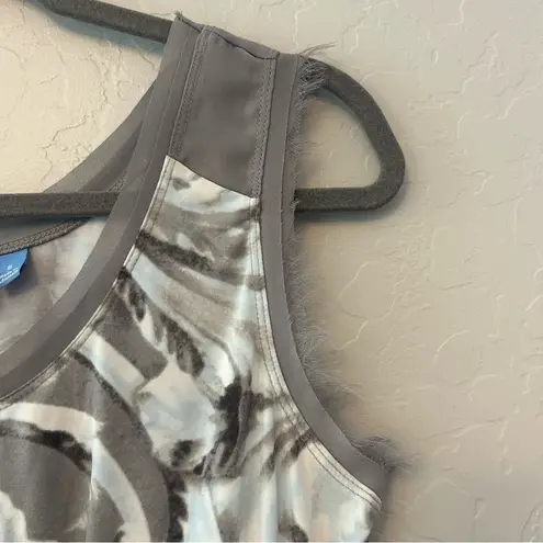 Simply Vera, Vera Wang Simply Vera Vera Wang gray and light blue floral sleeveless dress size small