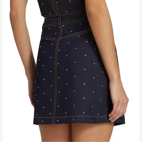New! Cinq a Sept Ditsy Rhinestone Lynette Mini Skirt Sz 2 $295 Blue