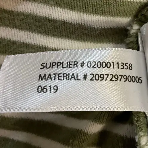 Lauren Ralph Lauren Green Cream Stripe Long Sleeve Tee Size M Faux Suede Patches Size M